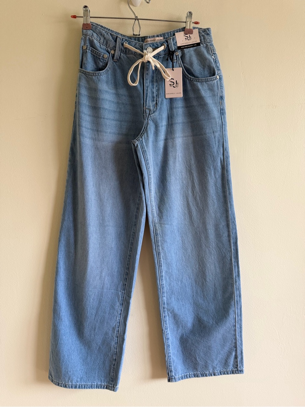 Light Blue Straight-Leg Jeans - Drawstring Waist 15’’
